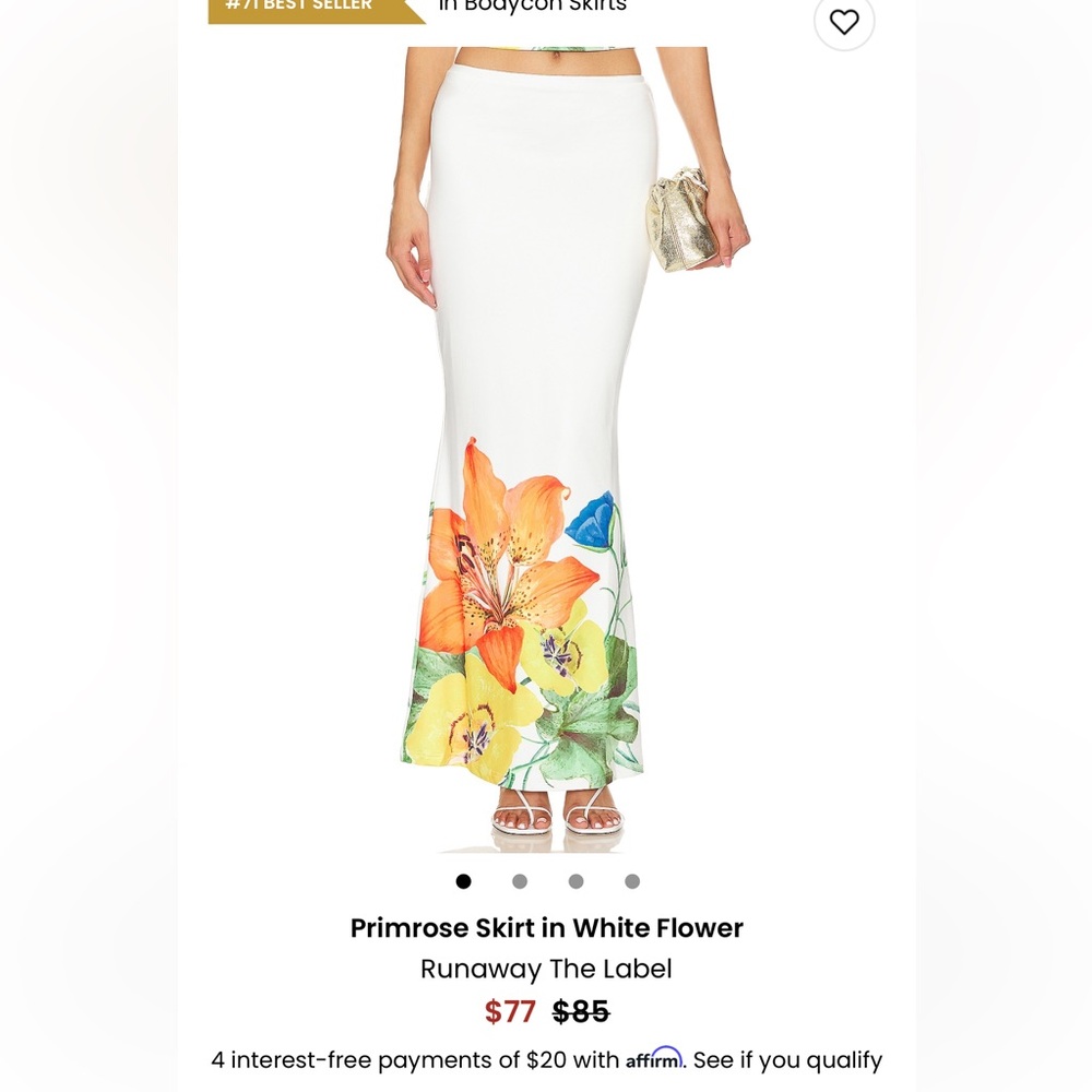 NWT Runaway the Label Primrose White Maxi Skirt